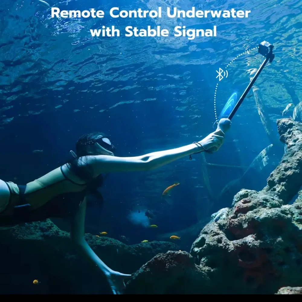 Black and Gray Waterproof Selfie Stick for Action Cameras